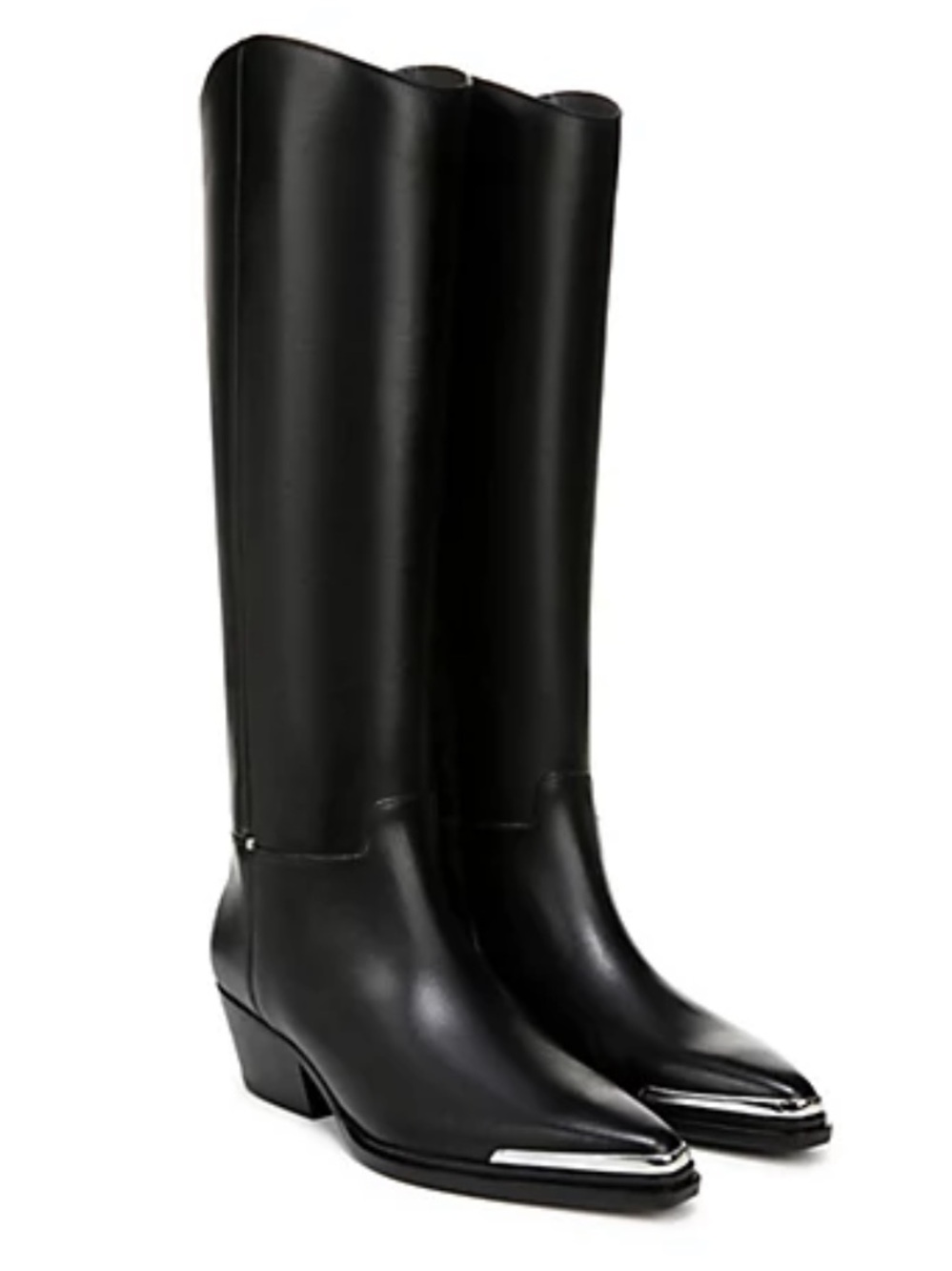 Wide calf Franco Sarto Black Billie Over-The-Knee Western Boot with Metallic Toe